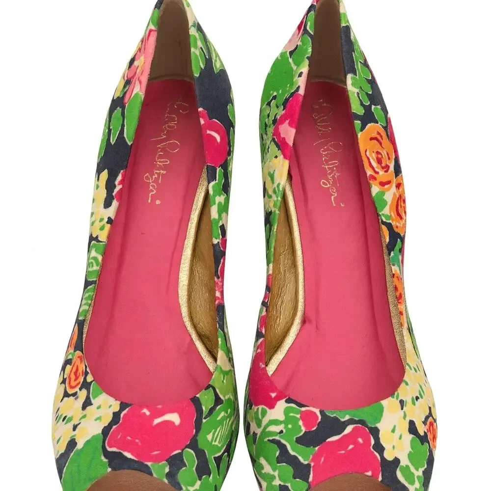 Lilly Pulitzer Floral Wedge Heels – Size 7.5 - Picture 2 of 5